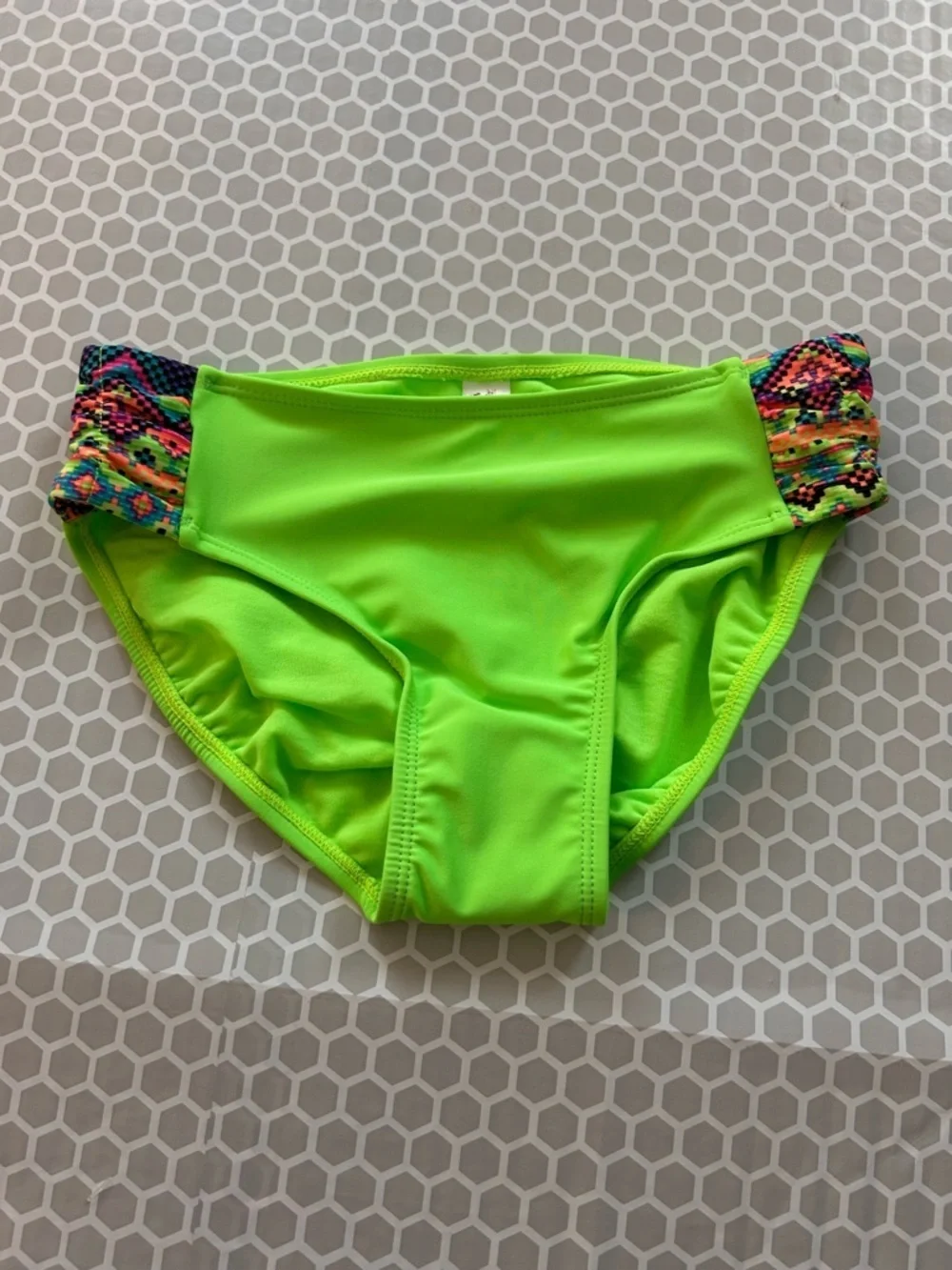 NWT Justice Neon Green & Multi-Color Aztec Tankini Set. Size 10